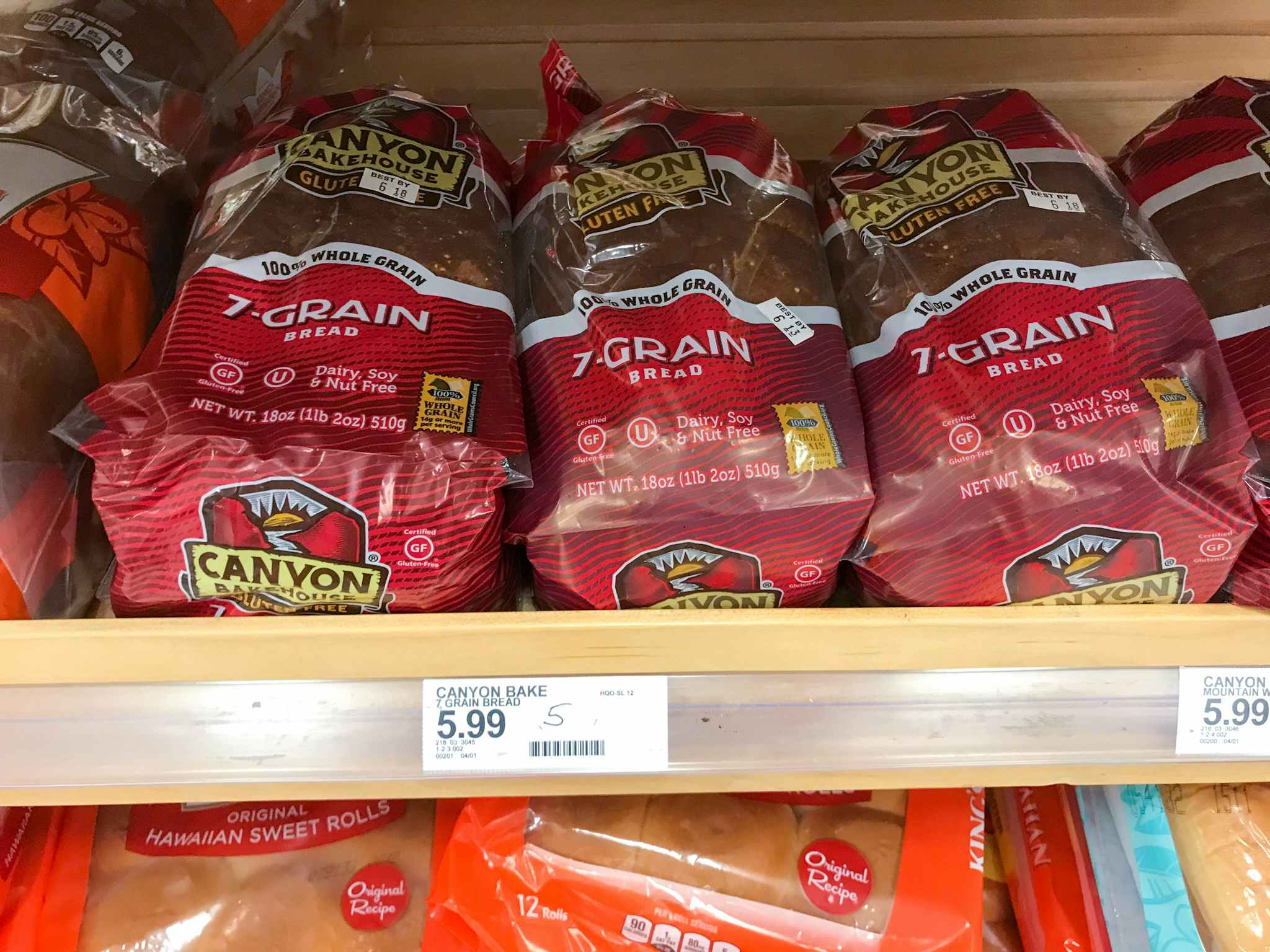 canyon bakehouse gluten free bread on a target shelf