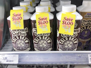 chobani cold brew coffee on a target shelf