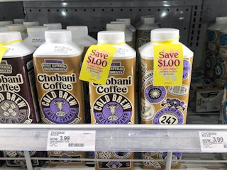 chobani cold brew coffee on a target shelf