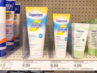 coppertone mineral sunscreen on a target shelf