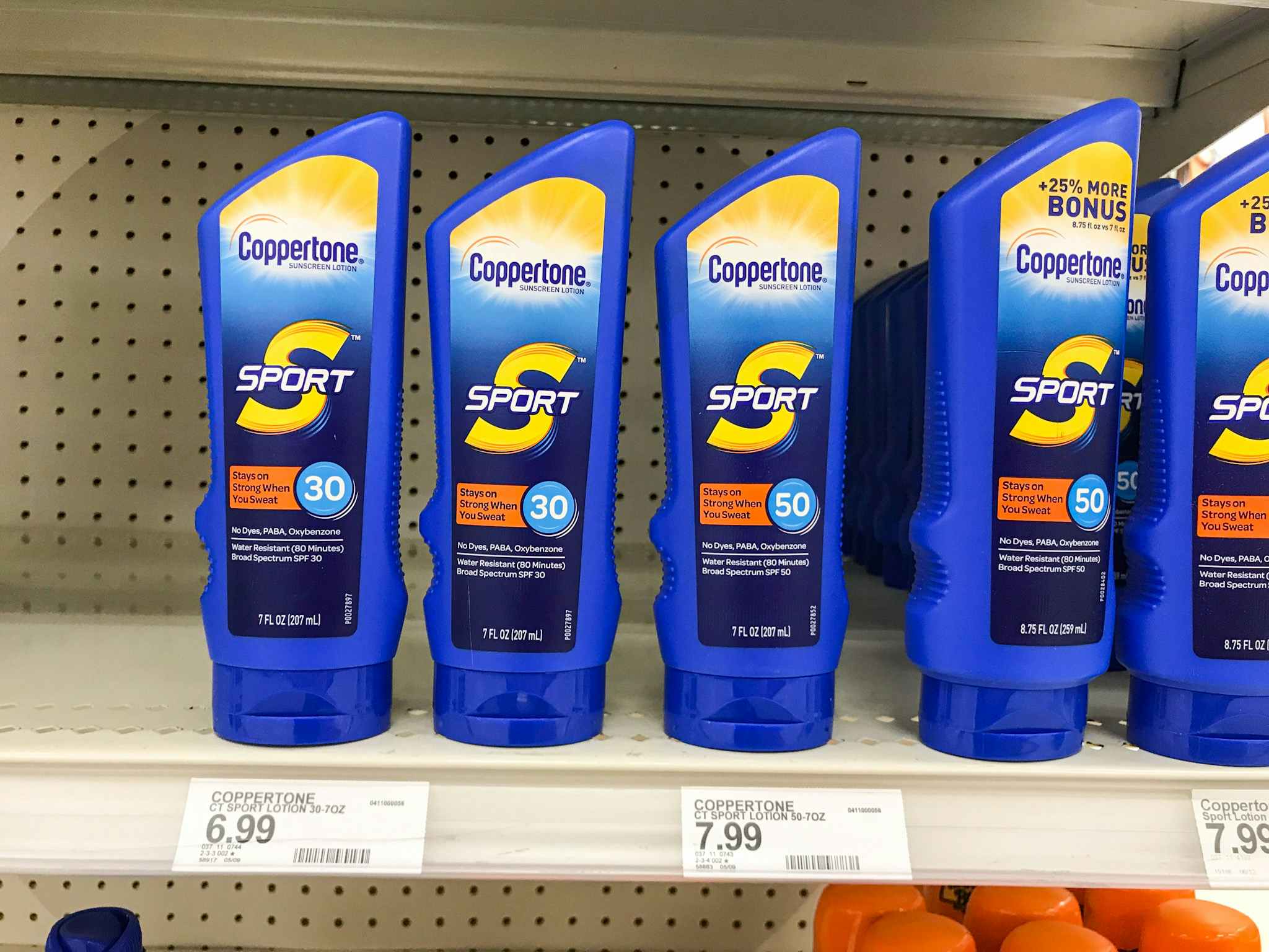 coppertone sunscreen lotion on a target shelf