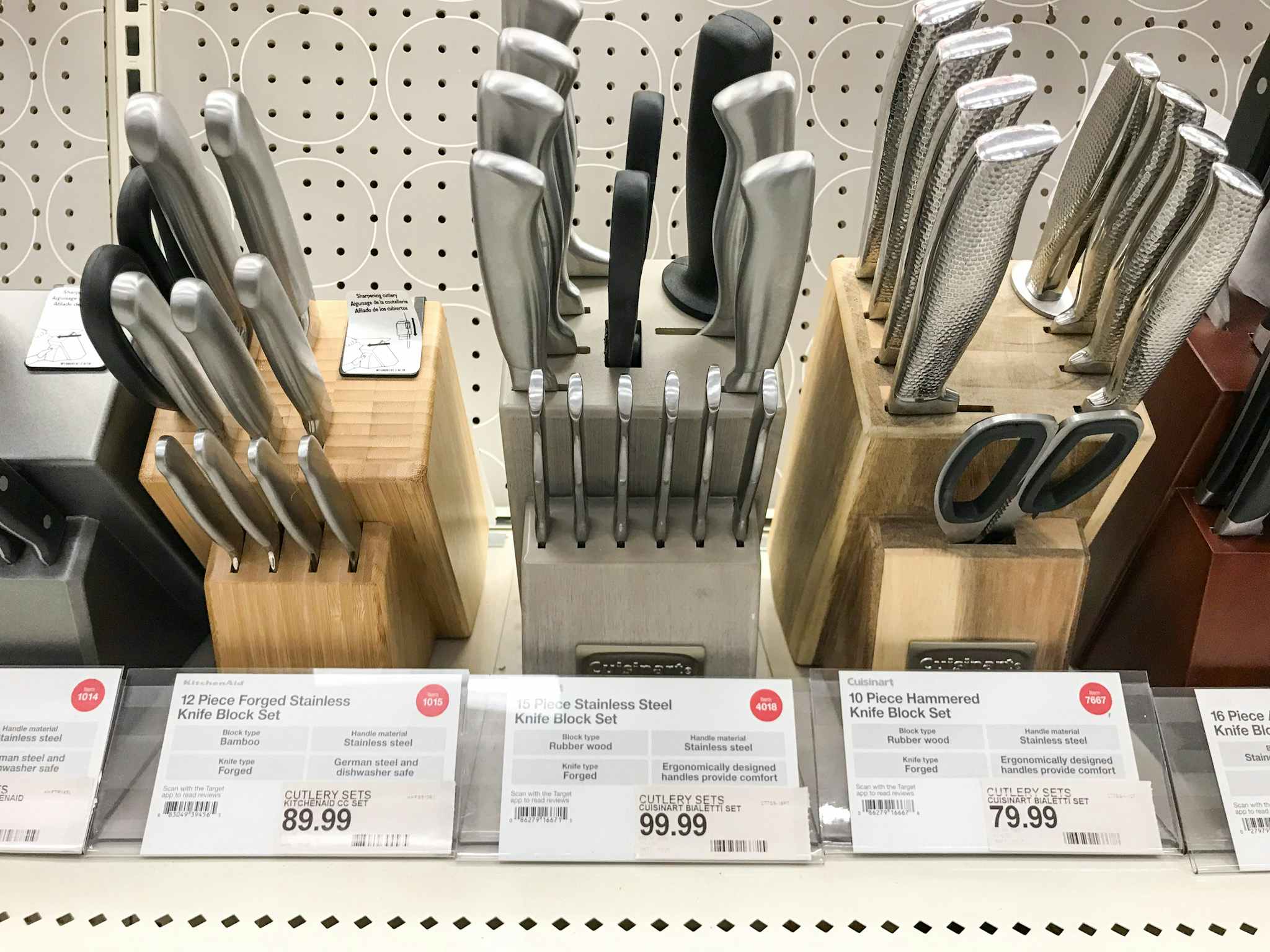cuisinart stainless steel knife block set at target