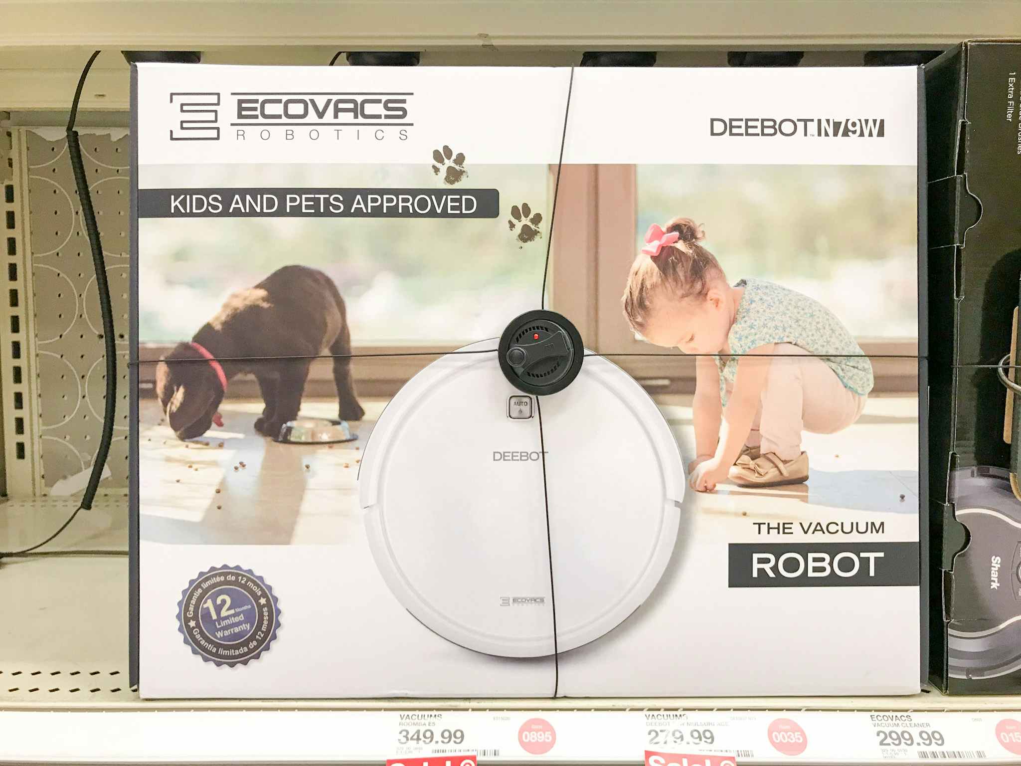 ecovacs robotic vacuum on a target shelf
