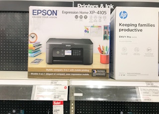 epson wireless printer on a target shelf
