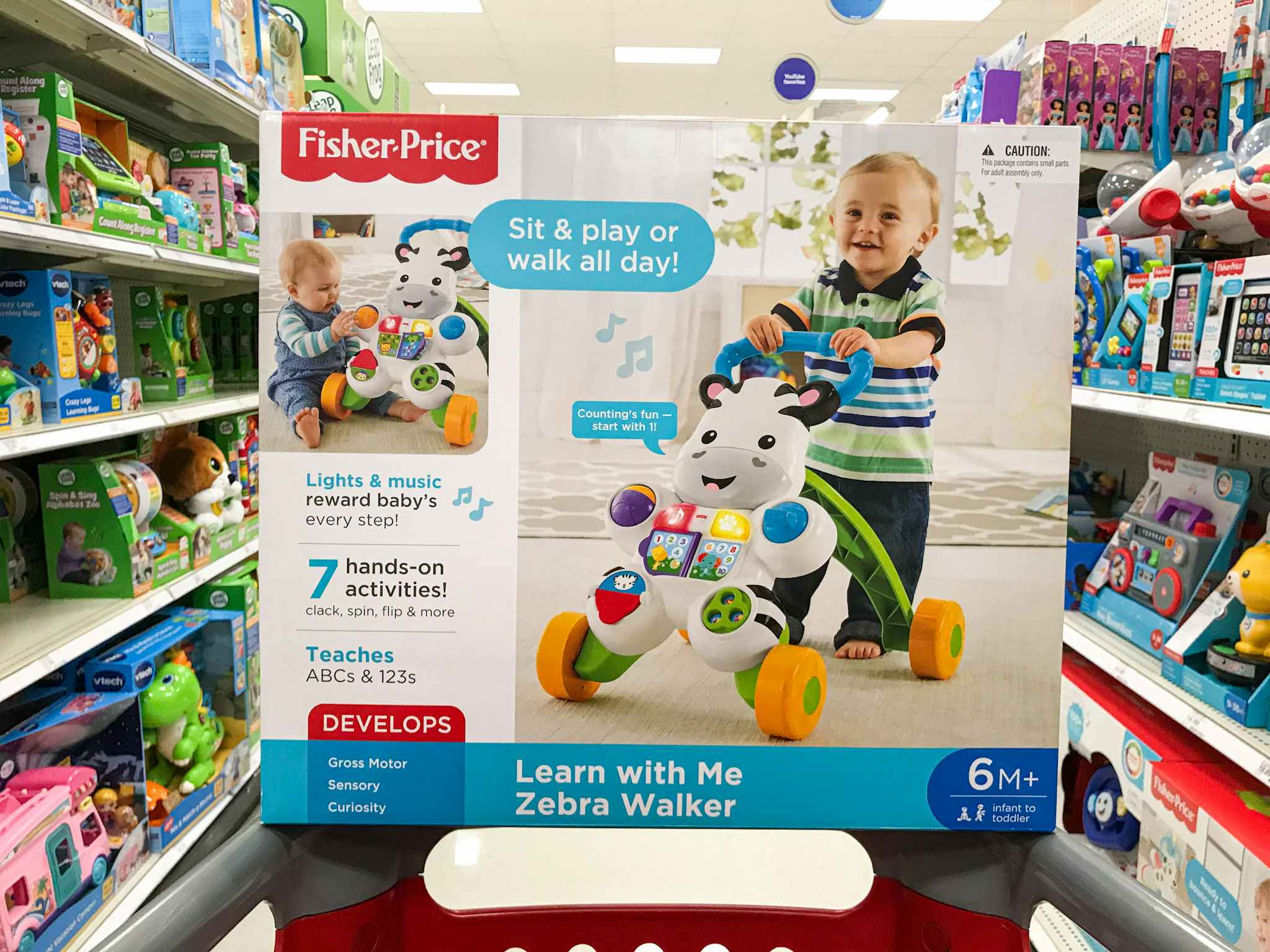 fisher price learn with me zebra on a target cart
