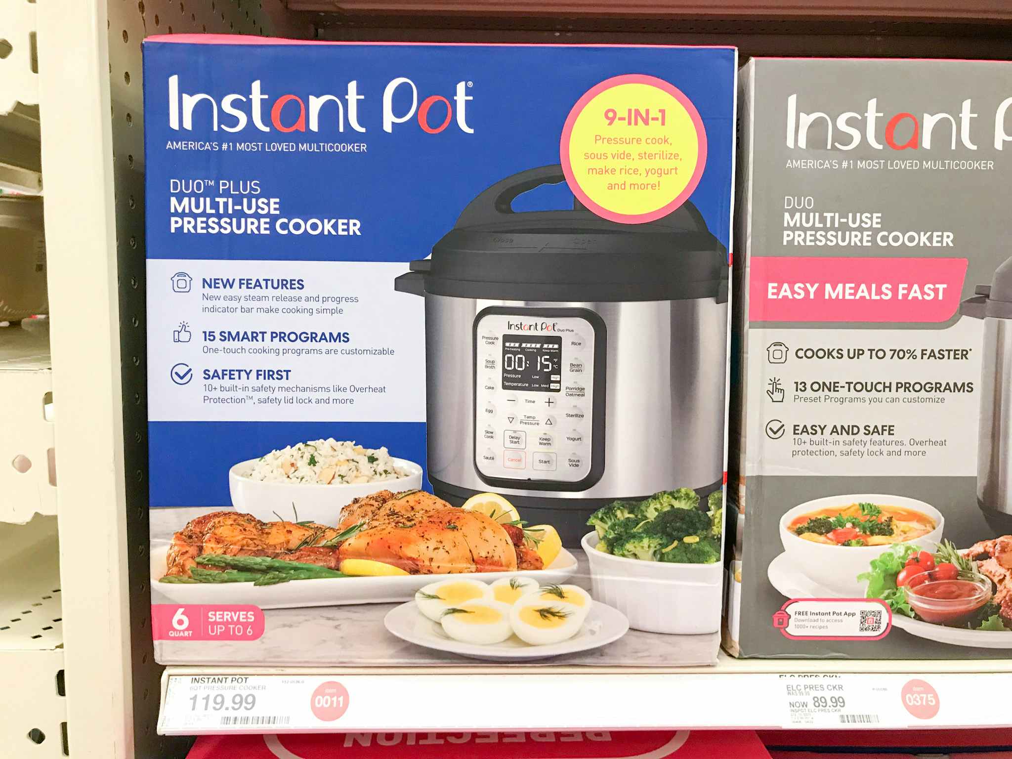 instant pot duo plus pressure cooker on a target shelf
