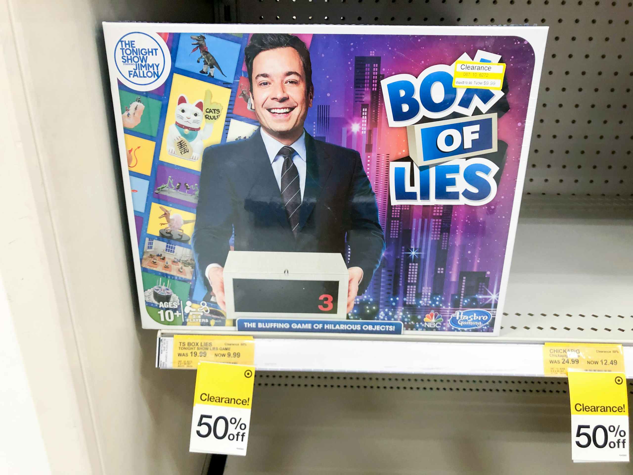 Jimmy Fallon board game on store shelf on clearance