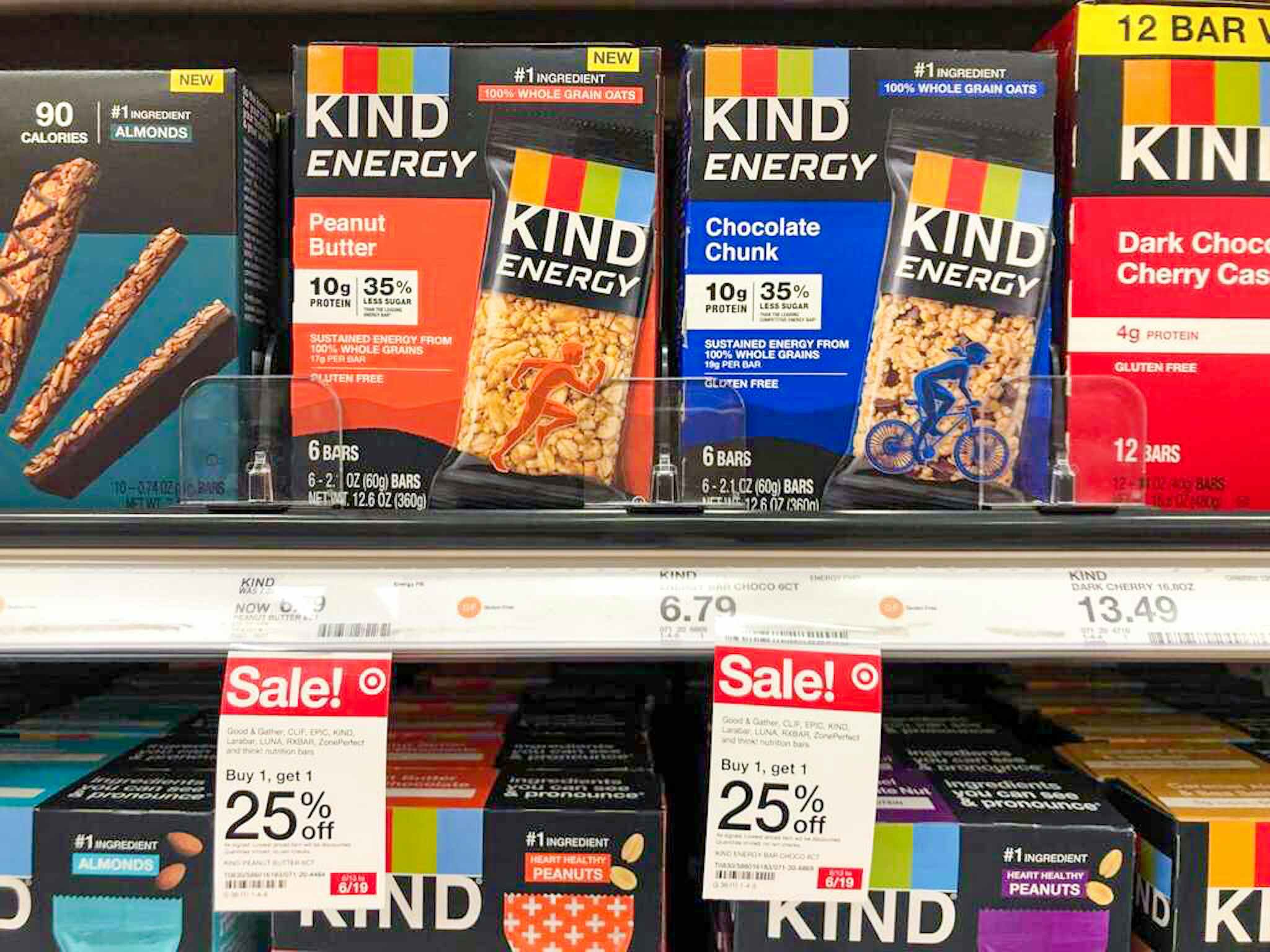 kind energy bars on a target shelf