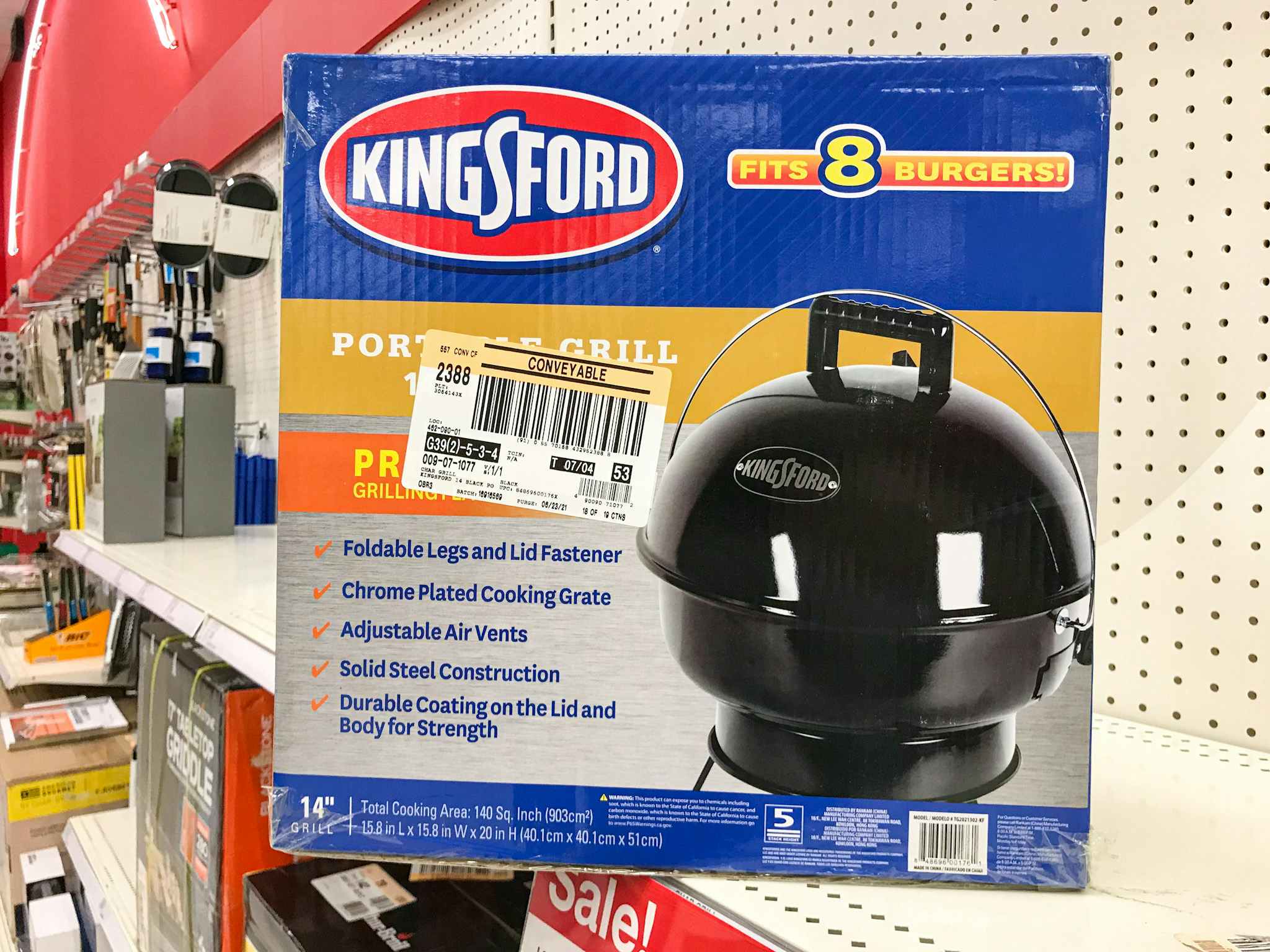 kingsford portable grill on a target shelf