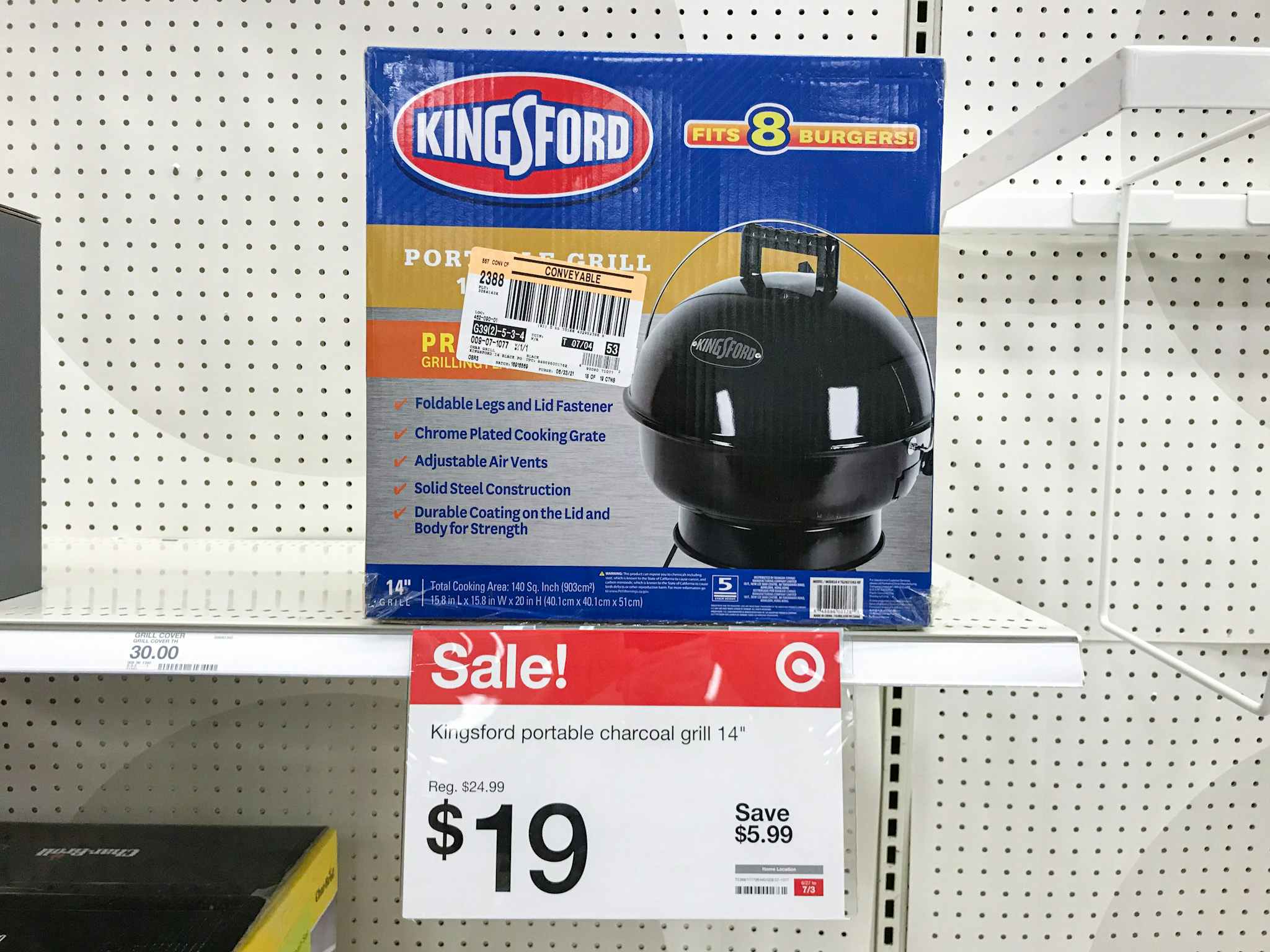 kingsford portable grill on a target shelf