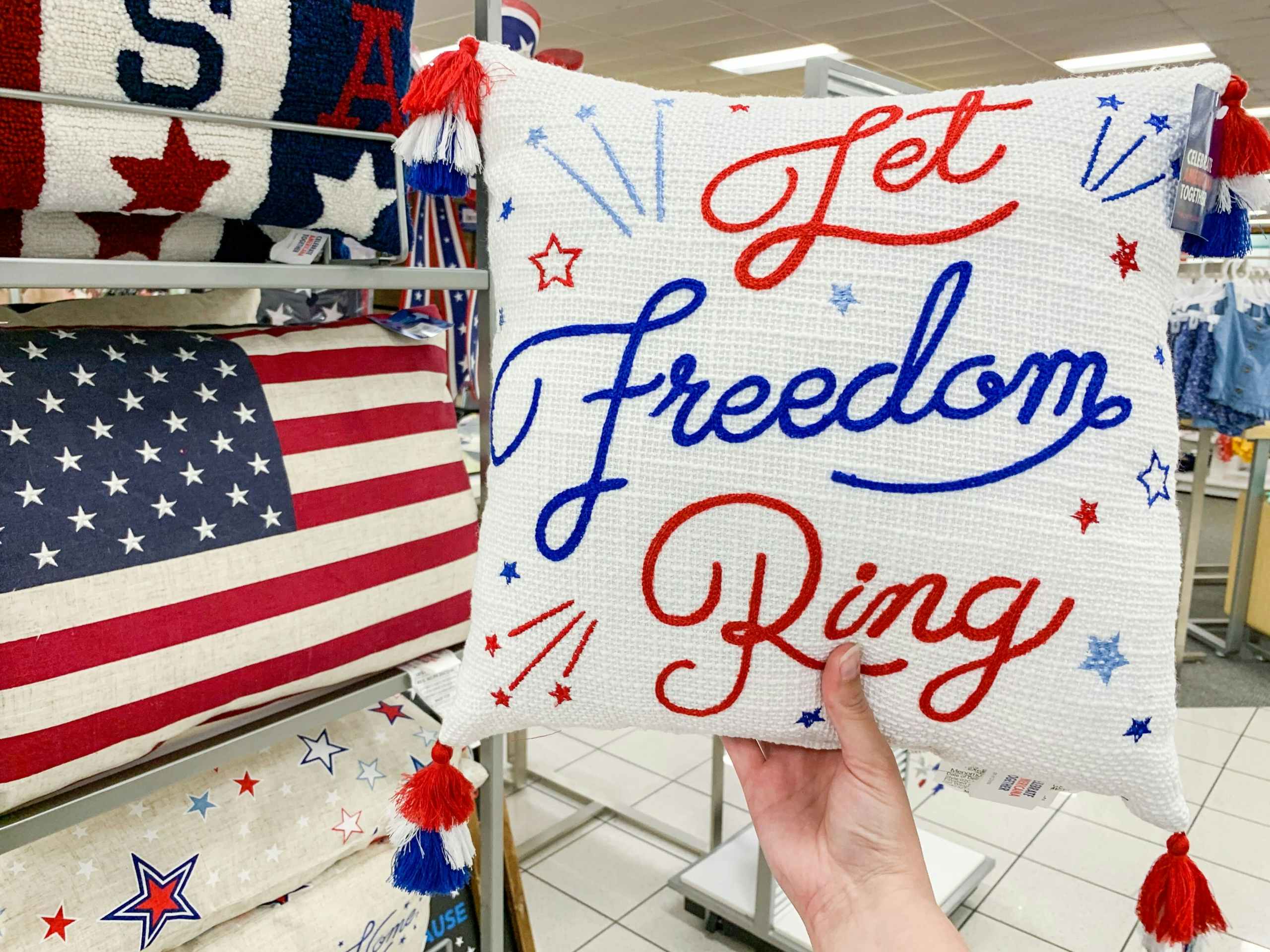 kohls Celebrate Americana Together Let Freedom Ring Pillow stock image 2021