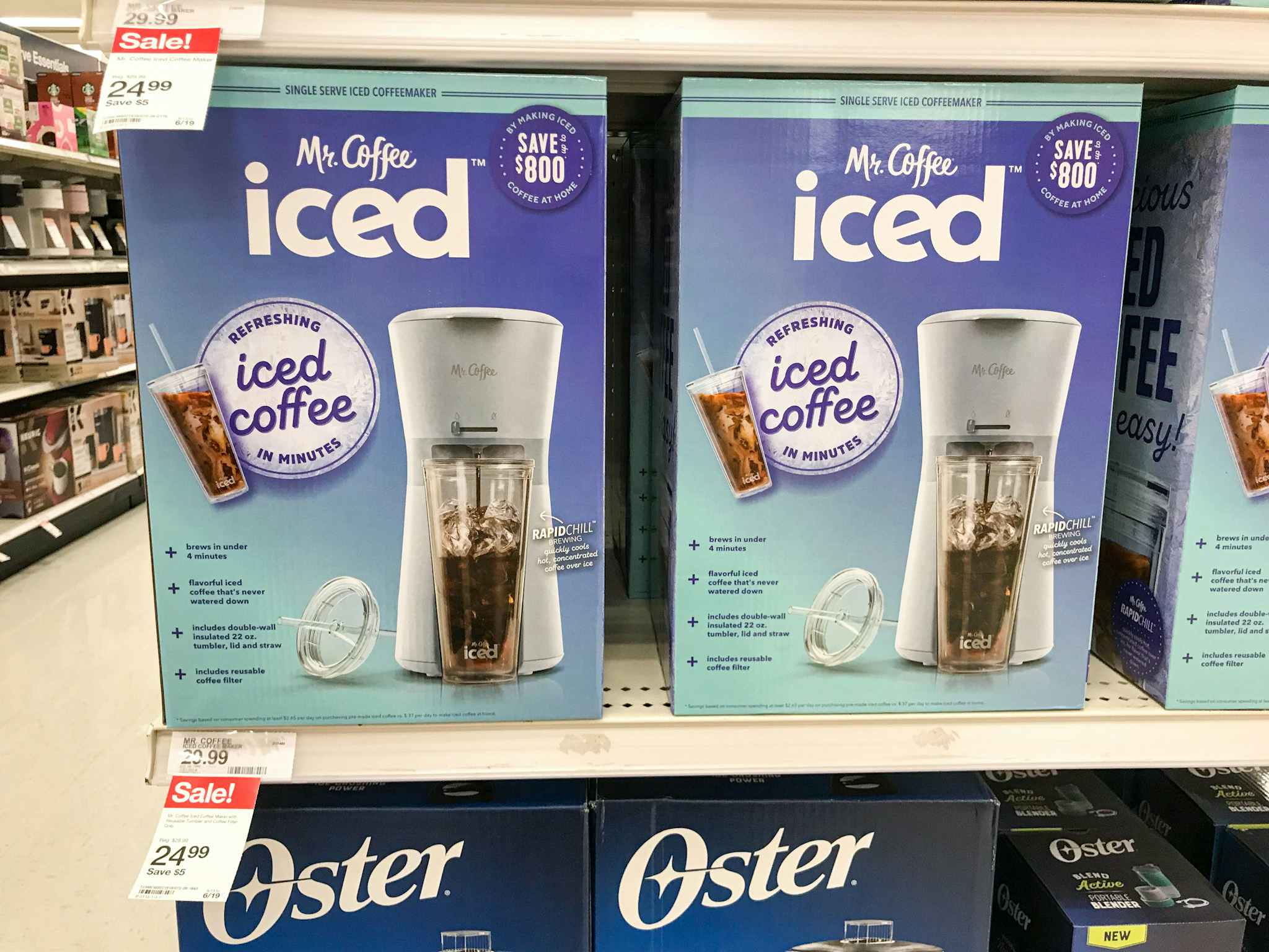 mr coffee iced coffee maker on a target shelf