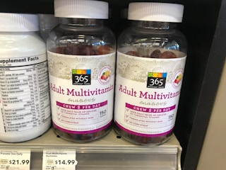 Adult Multivitamins on a shelf at Whole Foods