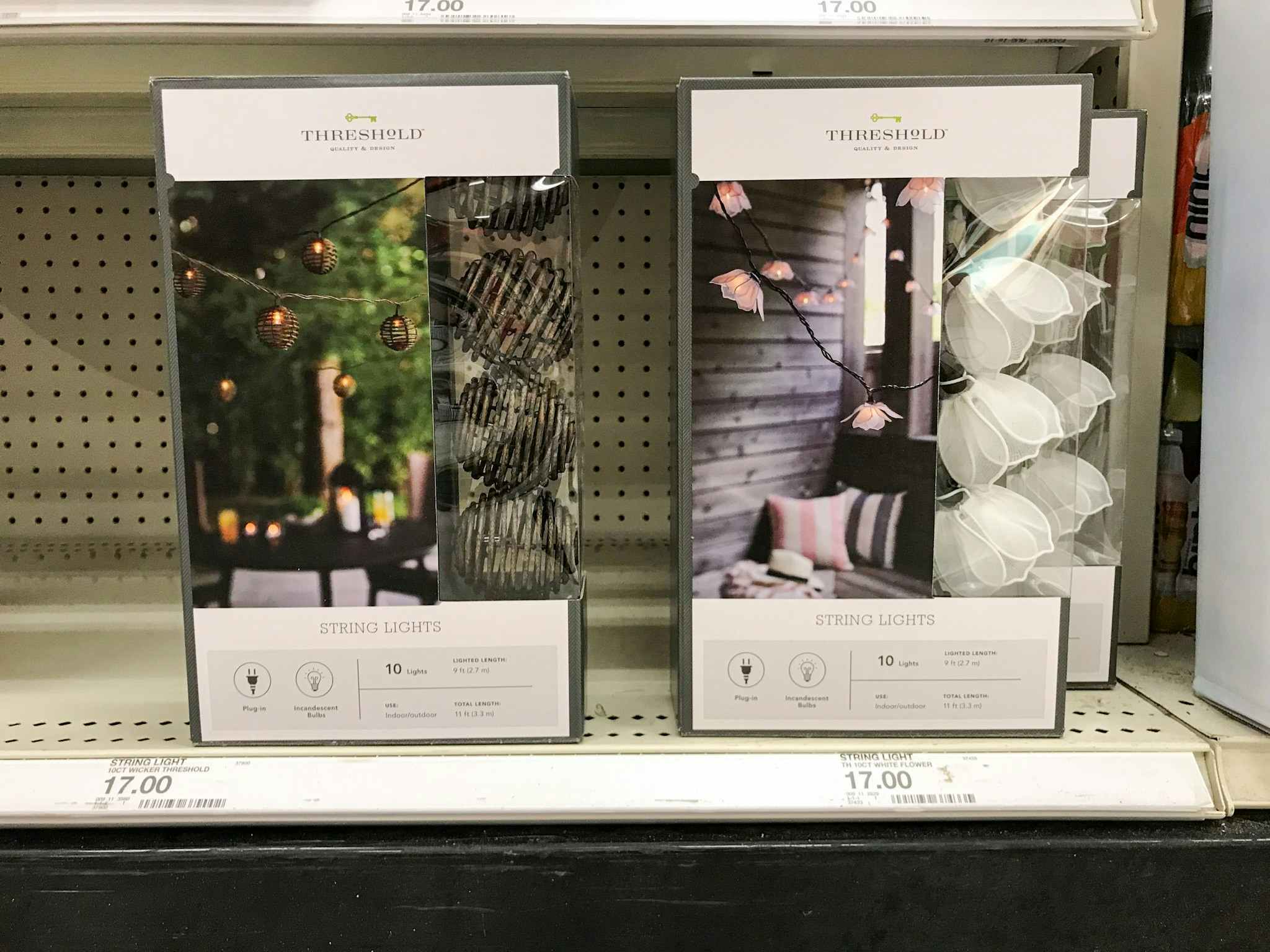 outdoor string lights on a target shelf