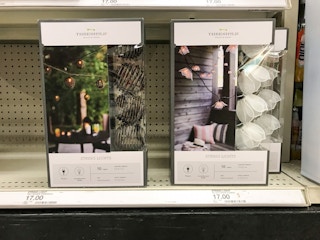 outdoor string lights on a target shelf