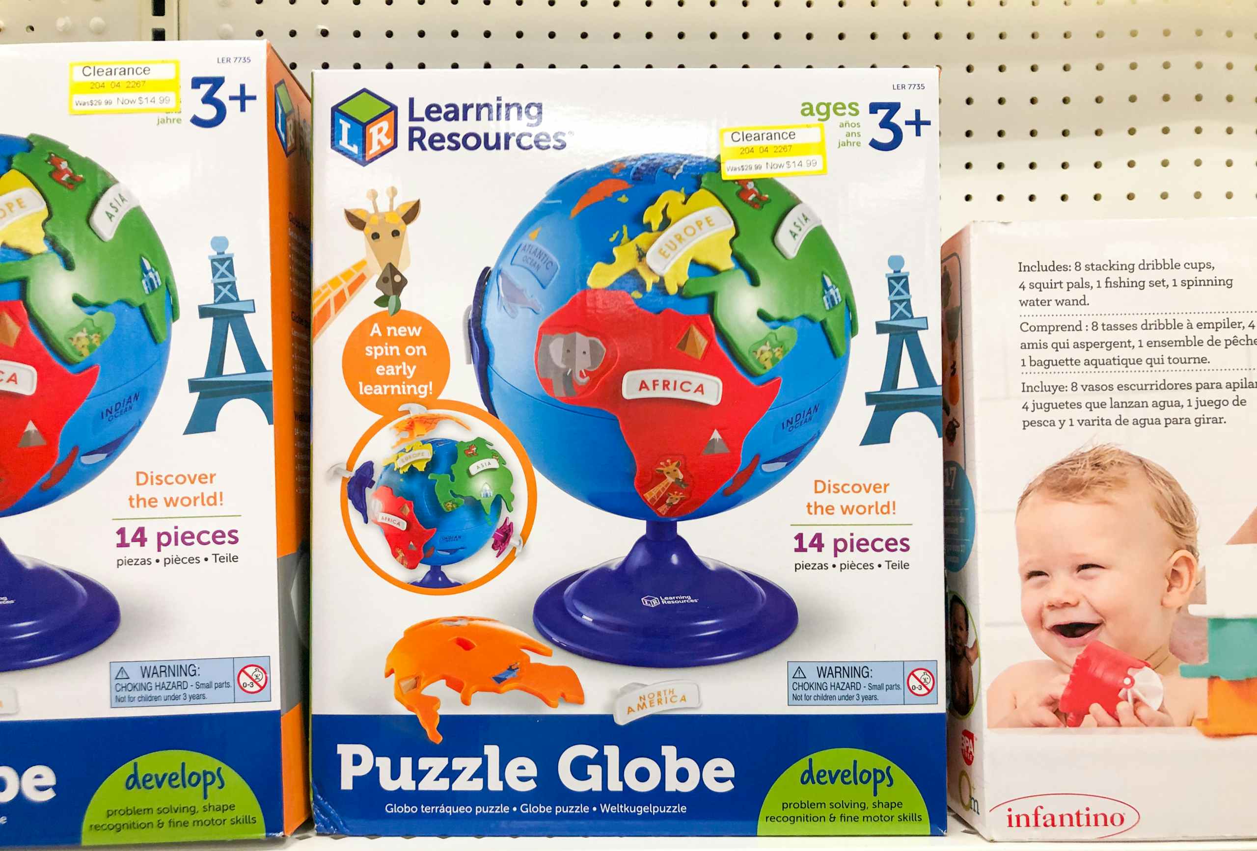 Puzzle globe on store shelf on clearance