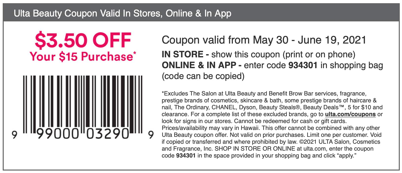 Ulta coupon starting May 30