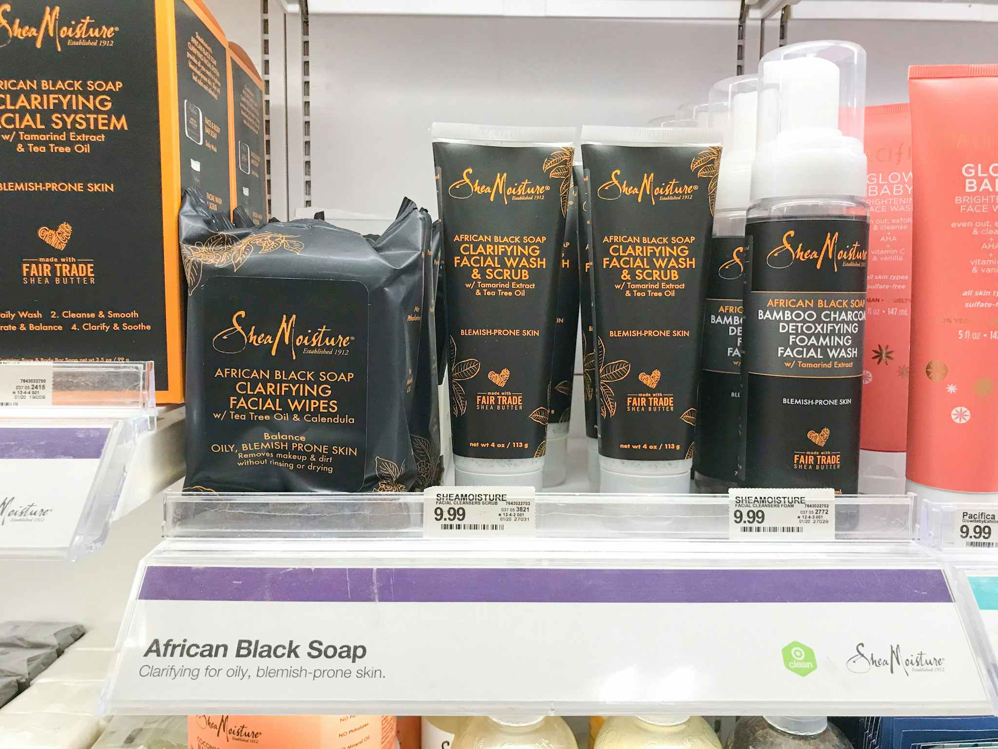 sheamoisture facial wipes on a target shelf