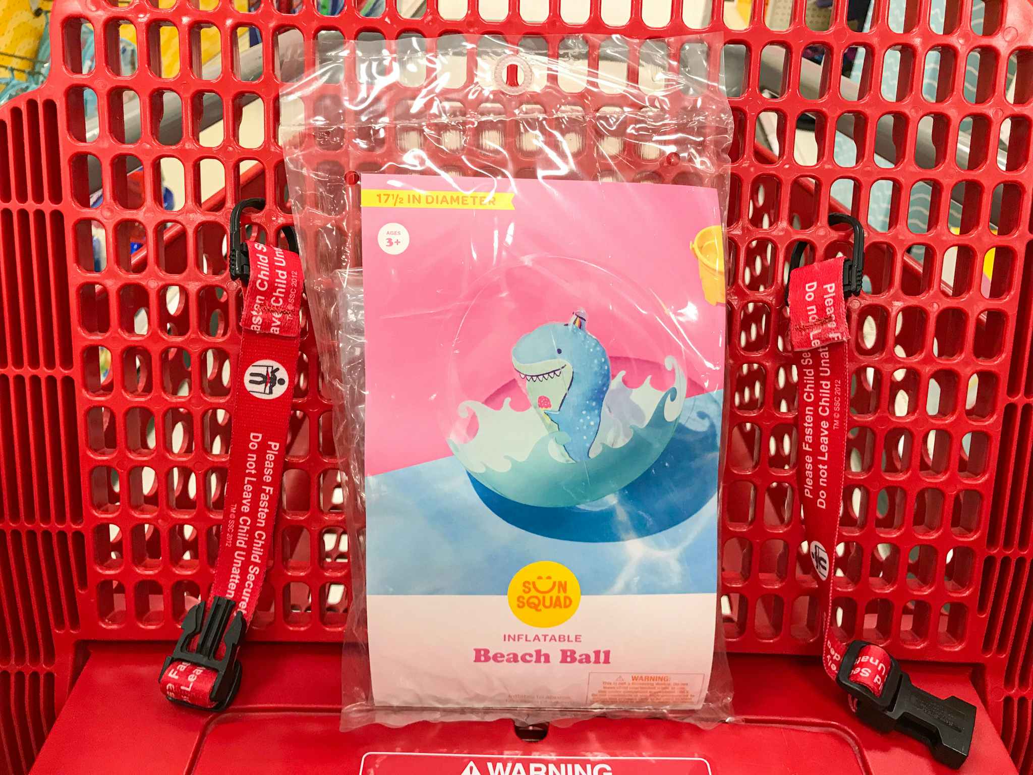 sun squad shark beach ball in a target cart