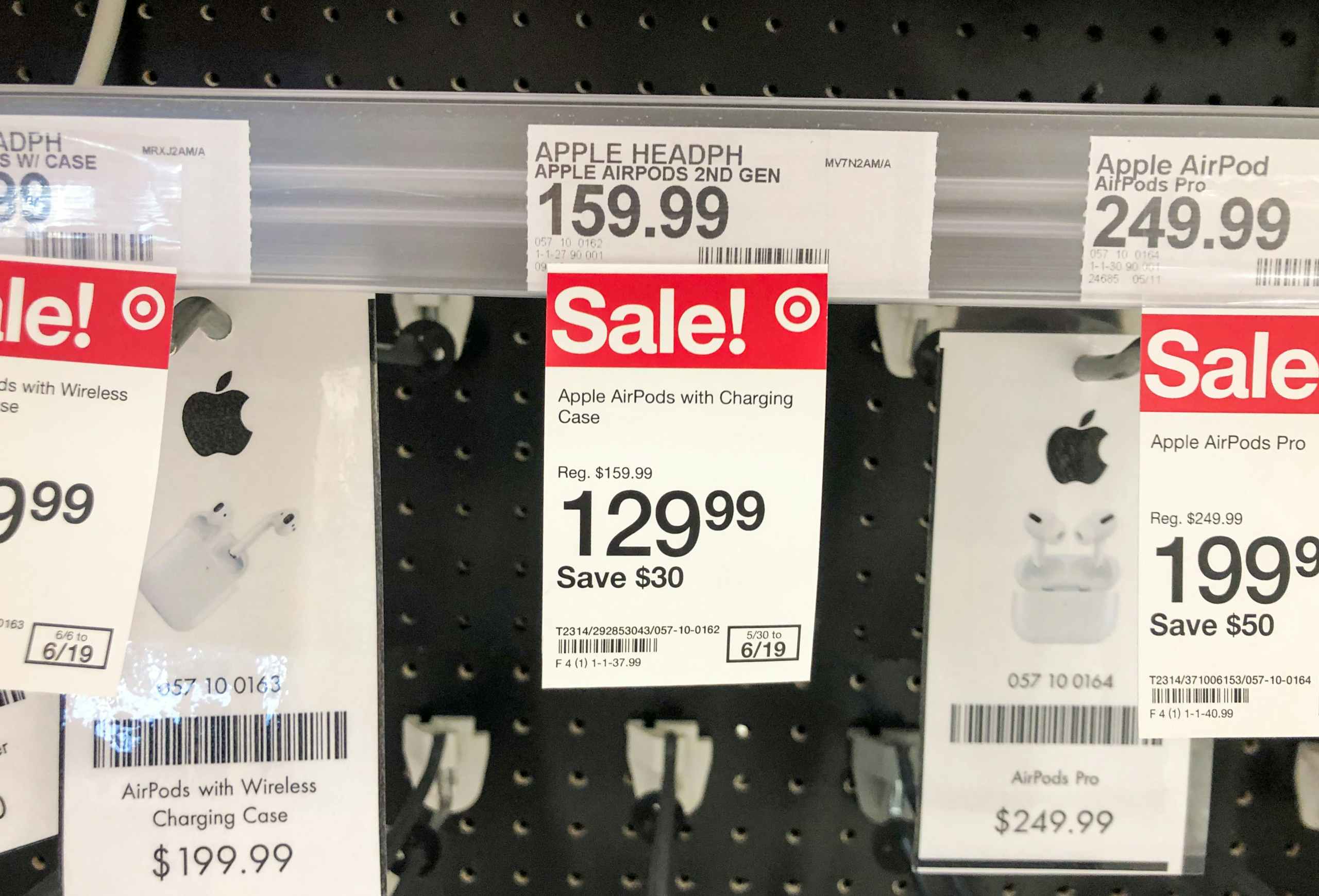sale tag on AirPods shelf