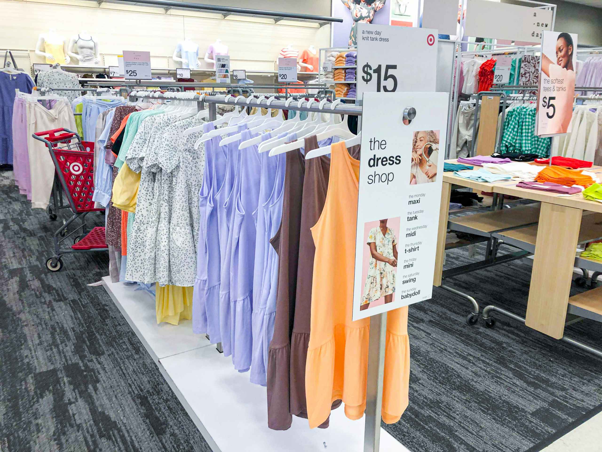 dresses hanging on hanger display at target