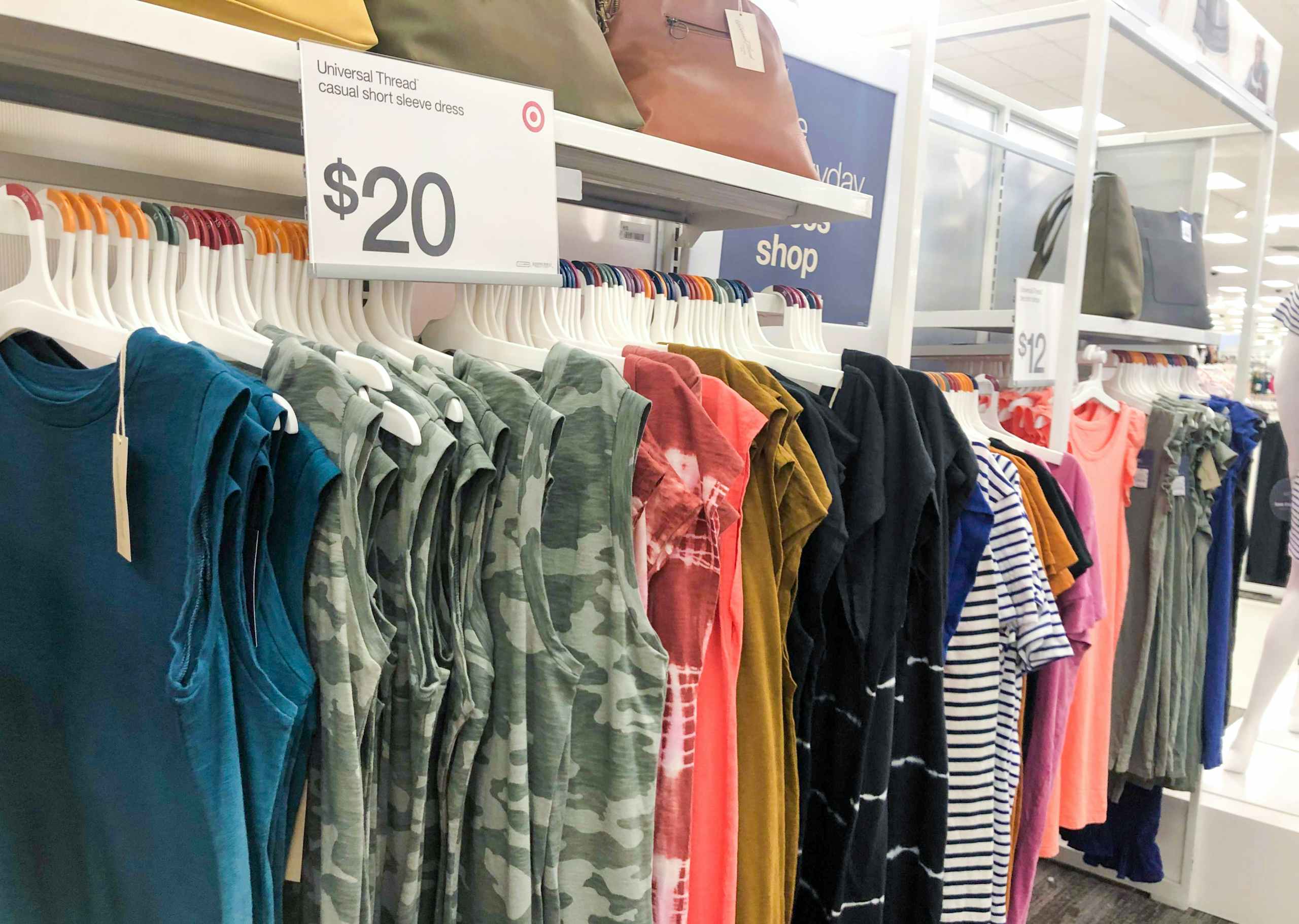 dresses hanging on hanger display at target