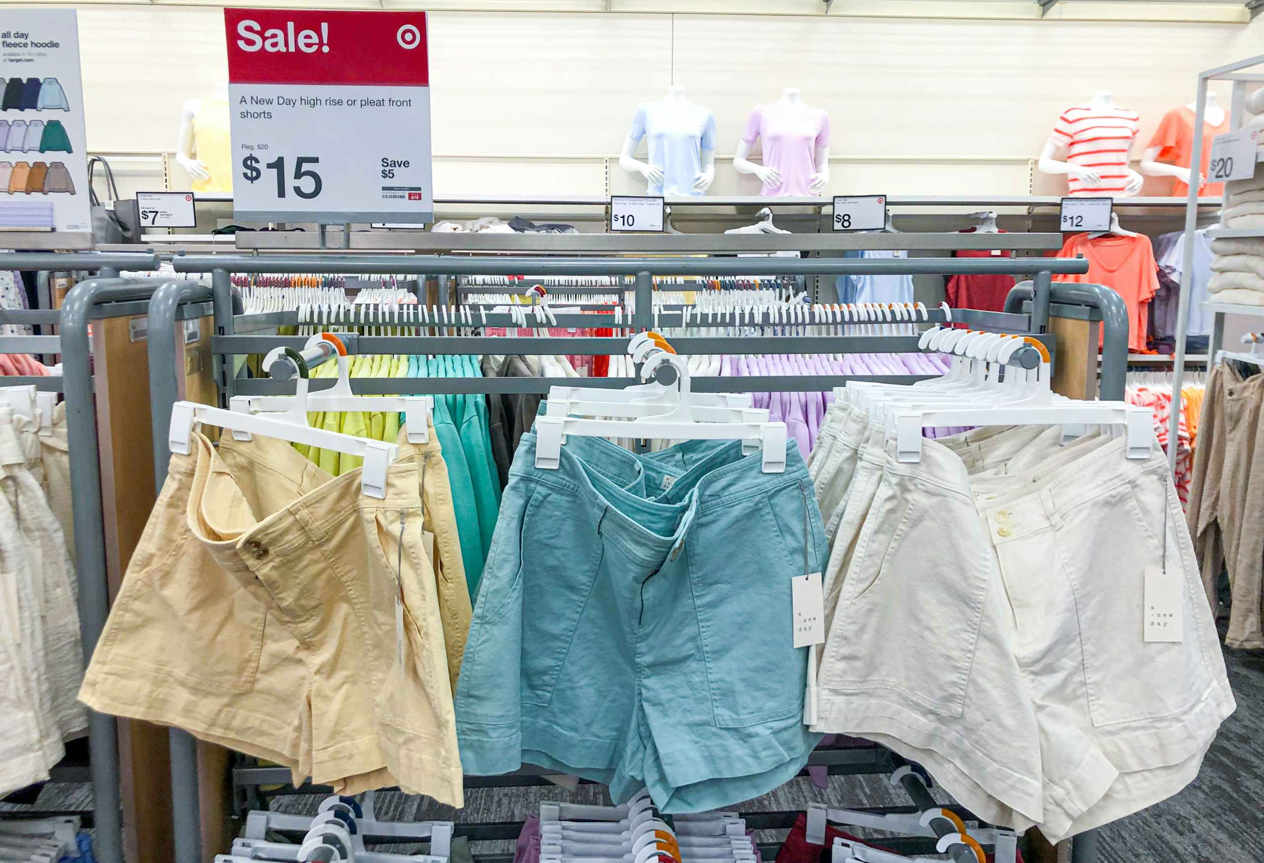 shorts on hangers at Target
