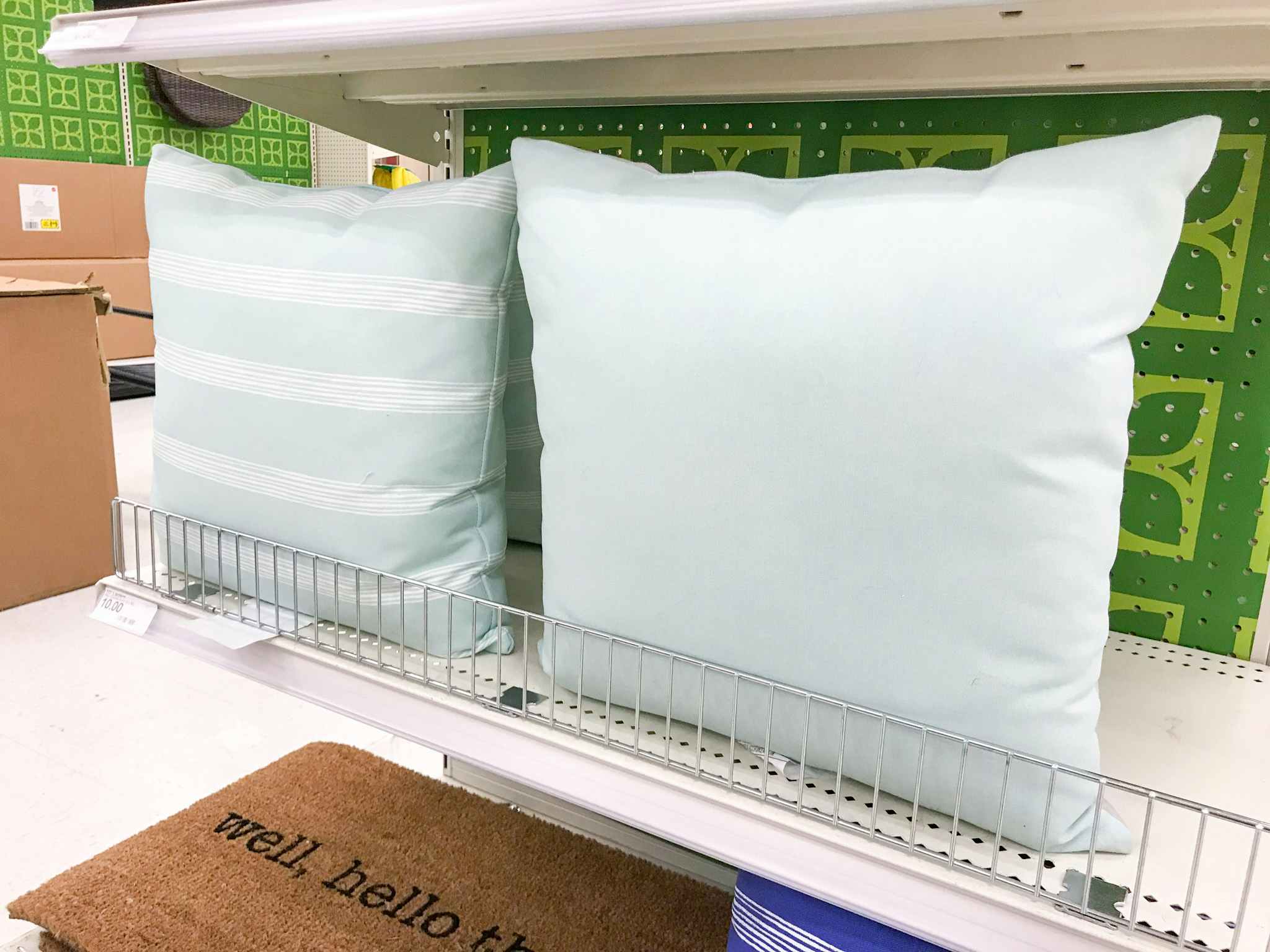 throw pillows on a target shelf
