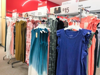 women's dresses hung up on display