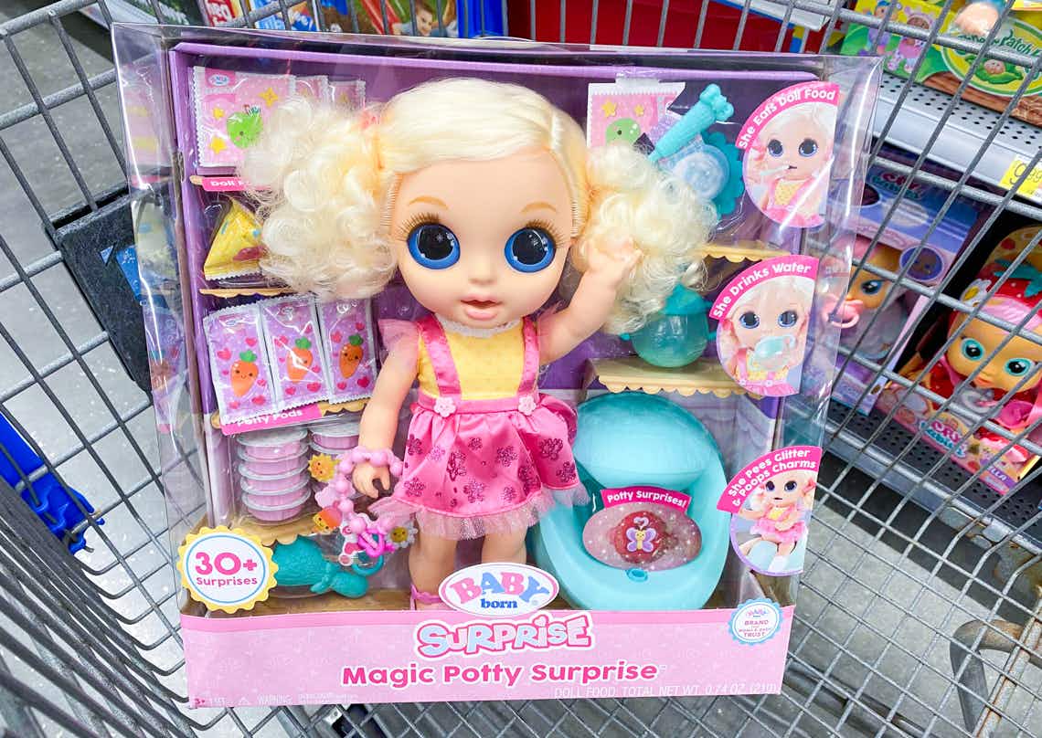 baby born magic potty surprise doll in walmart cart