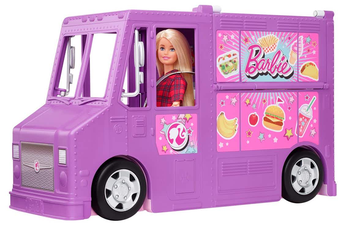 stock photo of barbie food truck on white background