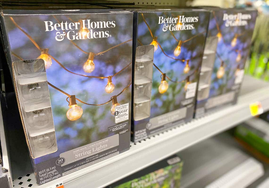 better homes and gardens round bulb outdoor string lights on walmart shelf