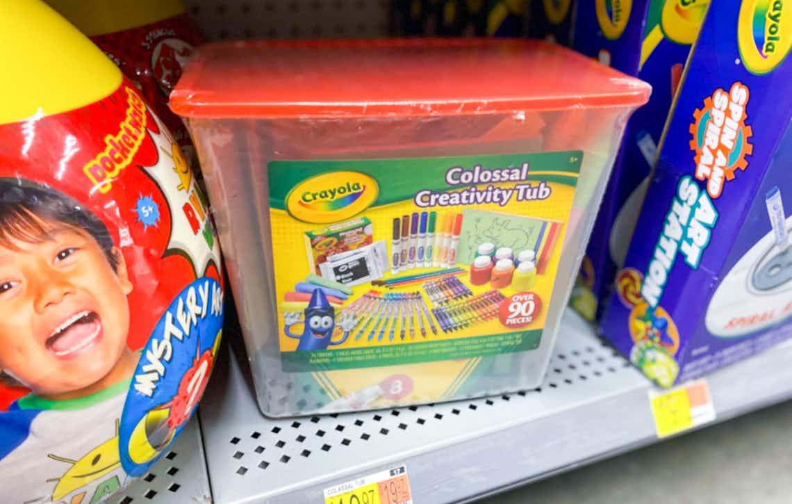 crayola colossal creativity tub on walmart shelf