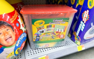 crayola colossal creativity tub on walmart shelf