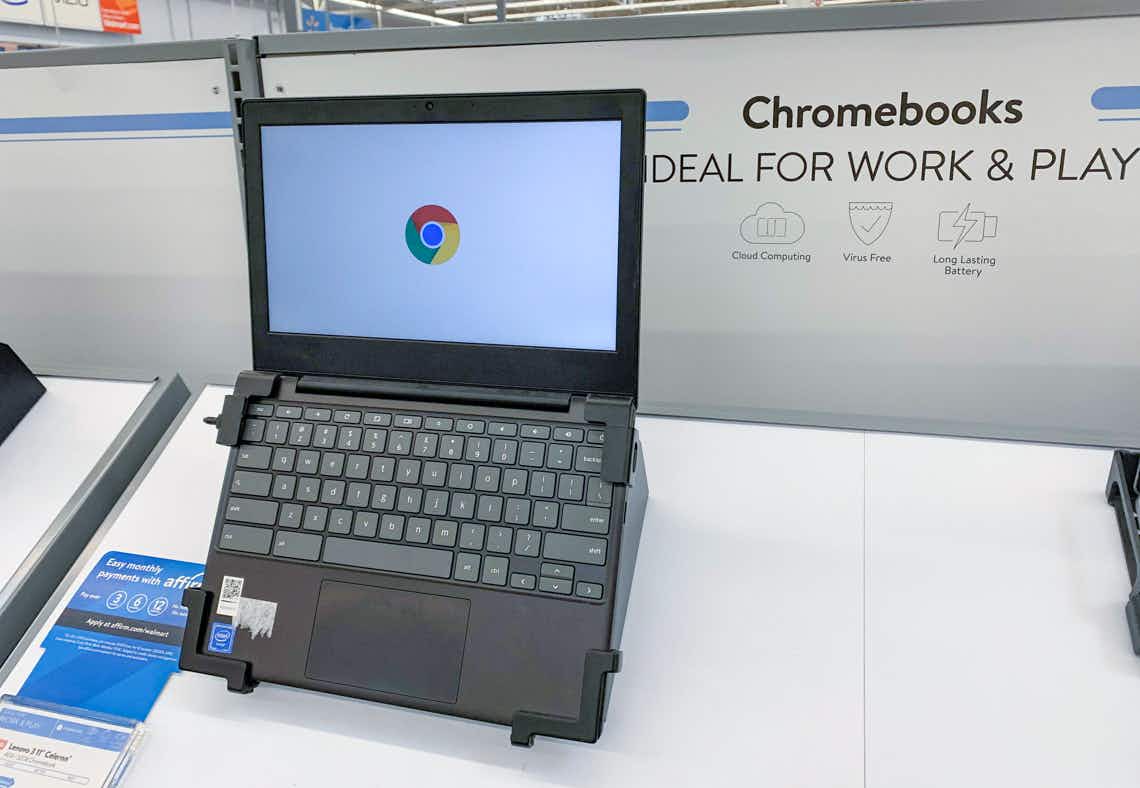 lenovo chromebook on display at walmart in electronics section