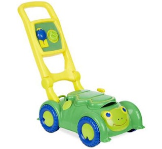 stock photo of melissa and doug snappy turtle lawn mower on white background