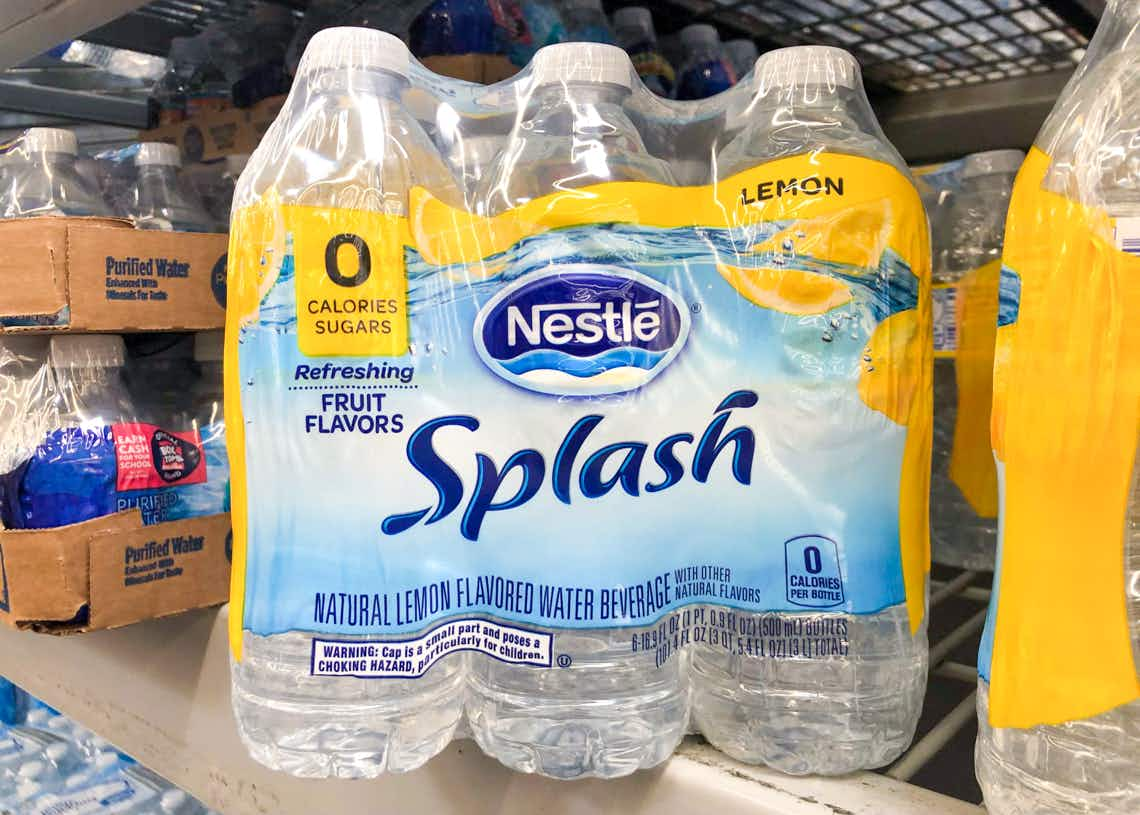 six pack of nestle splash lemon flavored water on walmart