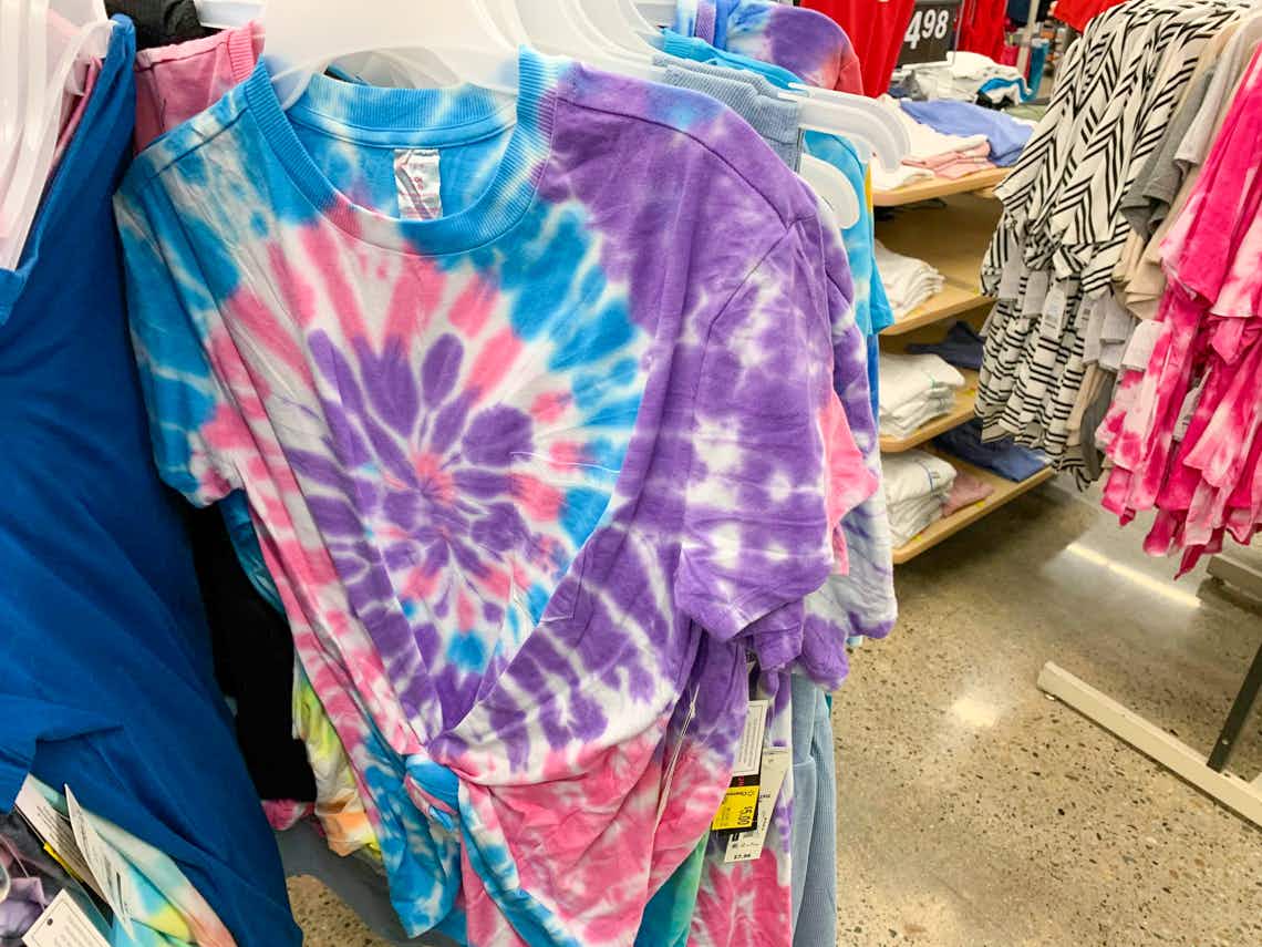 no boundaries juniors tie dye t shirts on ciricular walmart rack