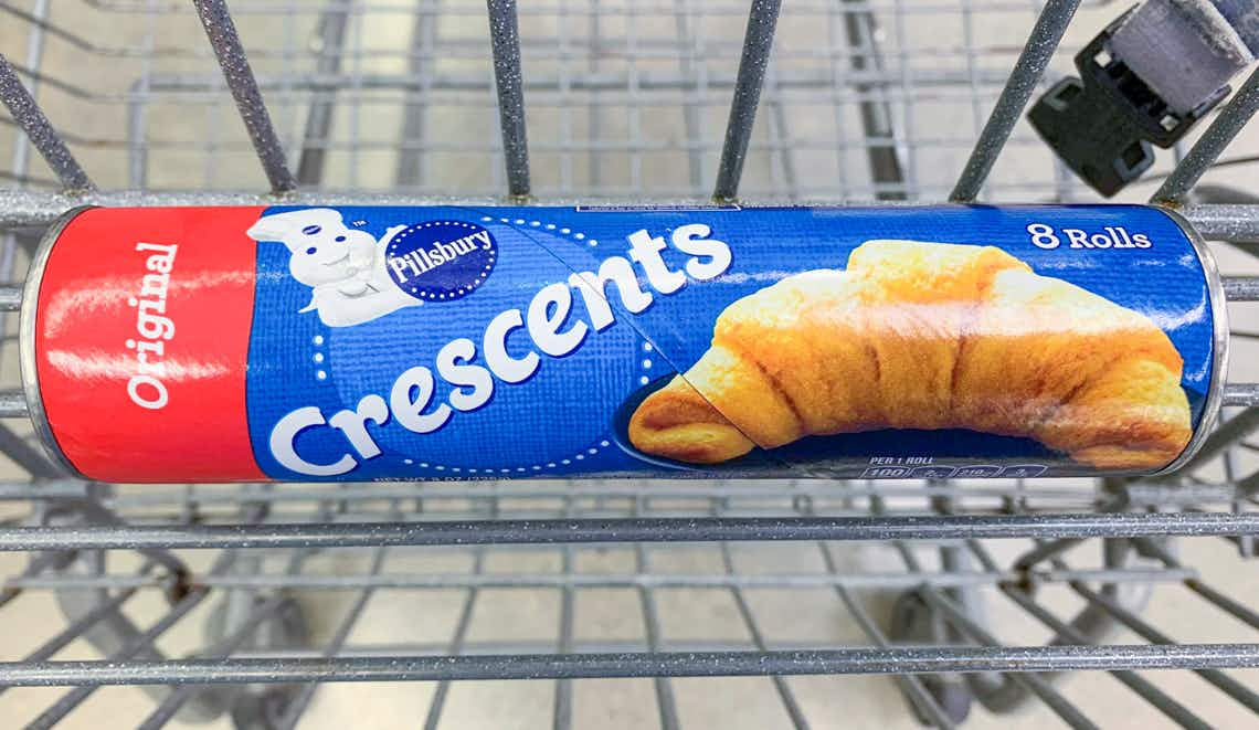 tube of pillsbury original crescent rolls in shopping cart