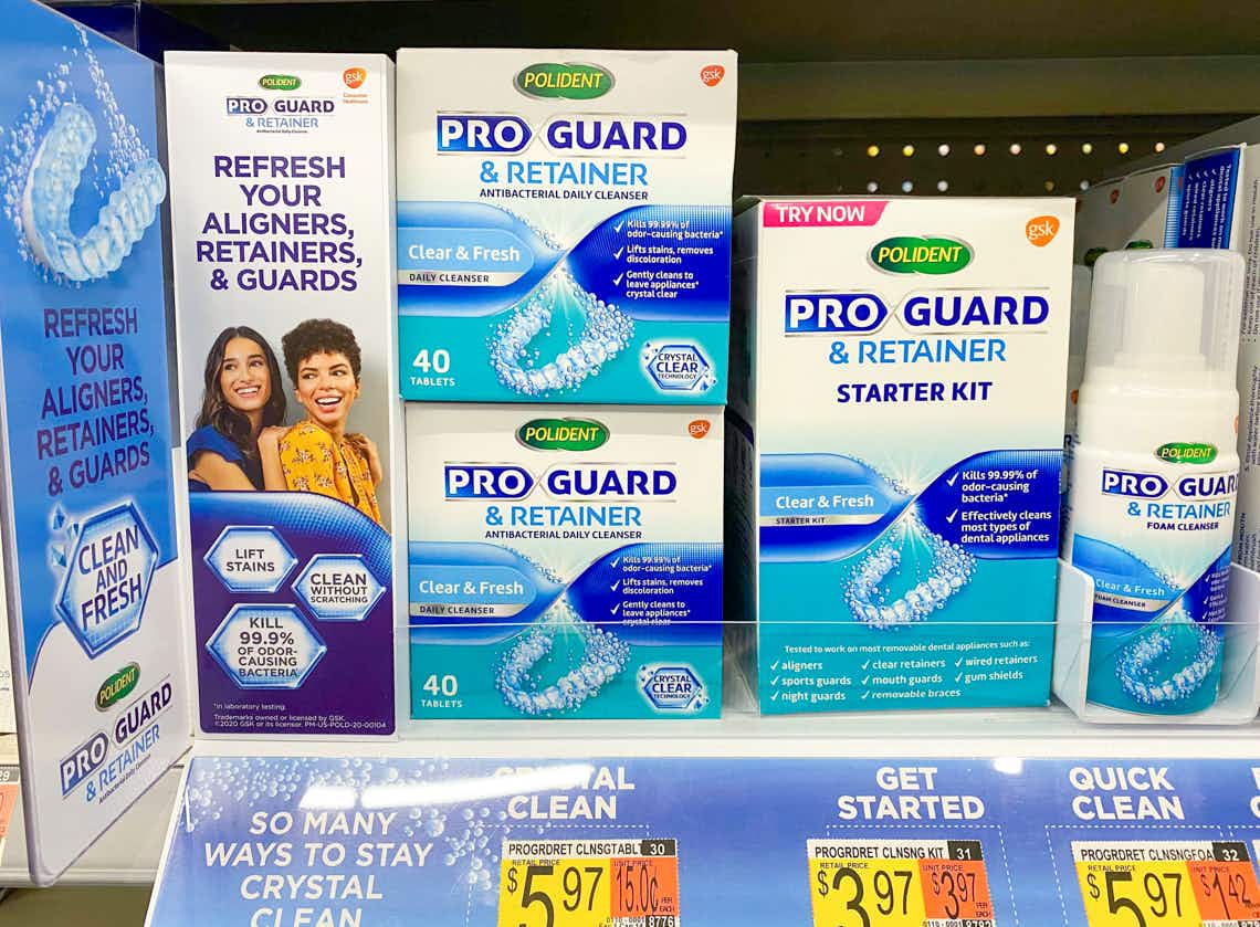polident pro guard and retainer cleanser products