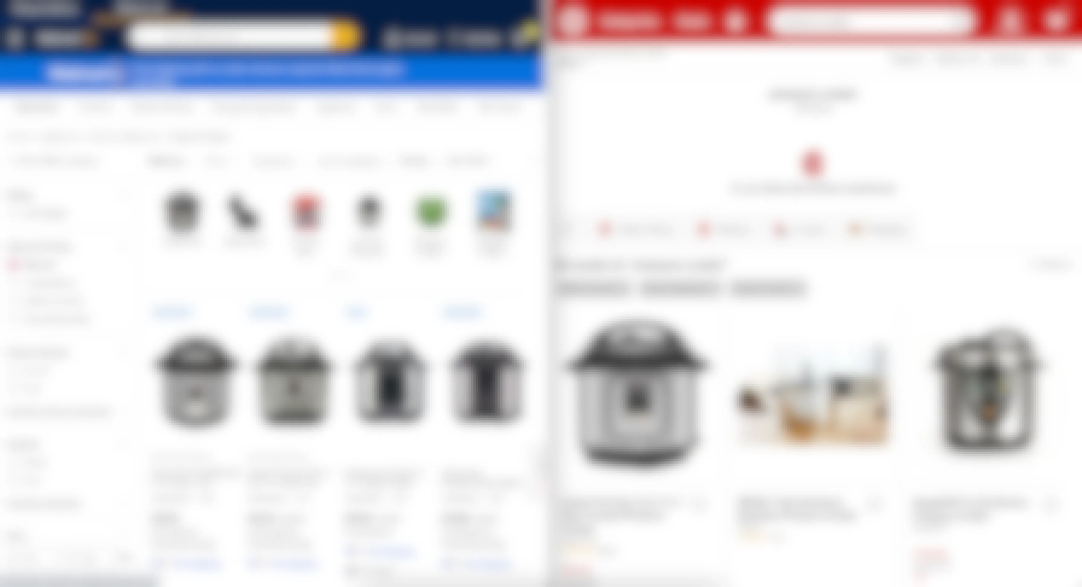 Walmart and Target online shopping screenshots 