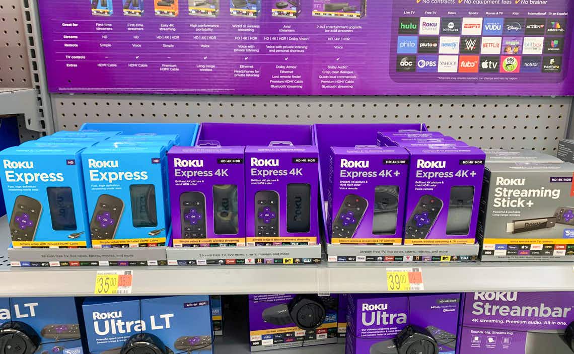 roku devices on walmart shelf in electronics section