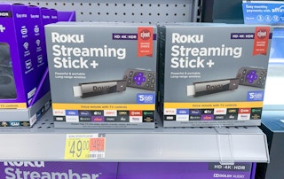 roku streaming stick+ in grey boxes on walmart shelf