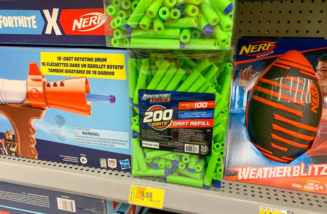 adventure force dart refills on walmart shelf with clearance tag