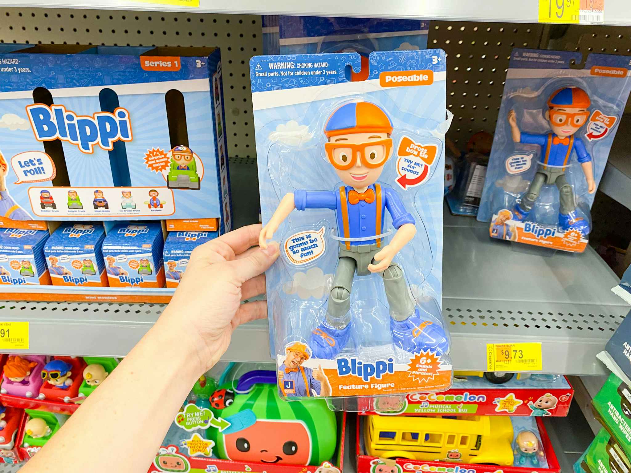 blippi feature figure toy with walmart clearance tag