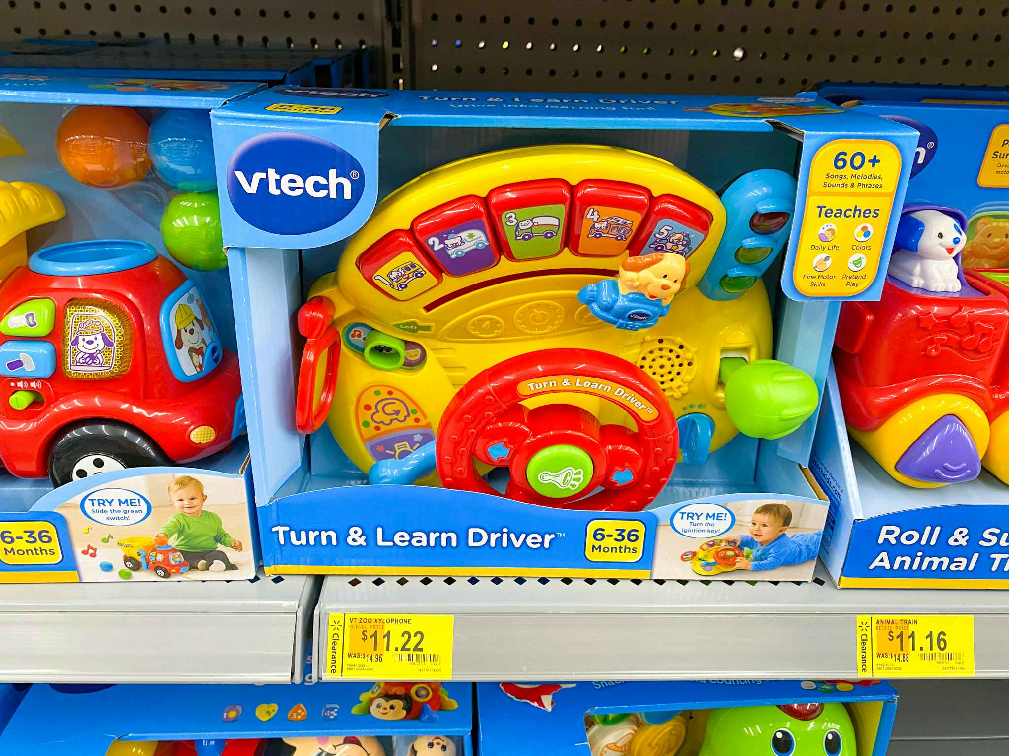 VTech Turn and Learn Driver Learning Toy on walmart shelv with clearance tags
