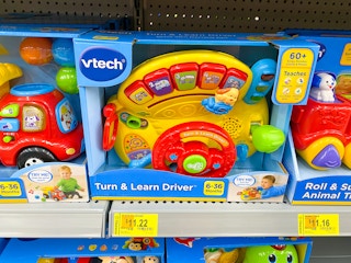VTech Turn and Learn Driver Learning Toy on walmart shelv with clearance tags