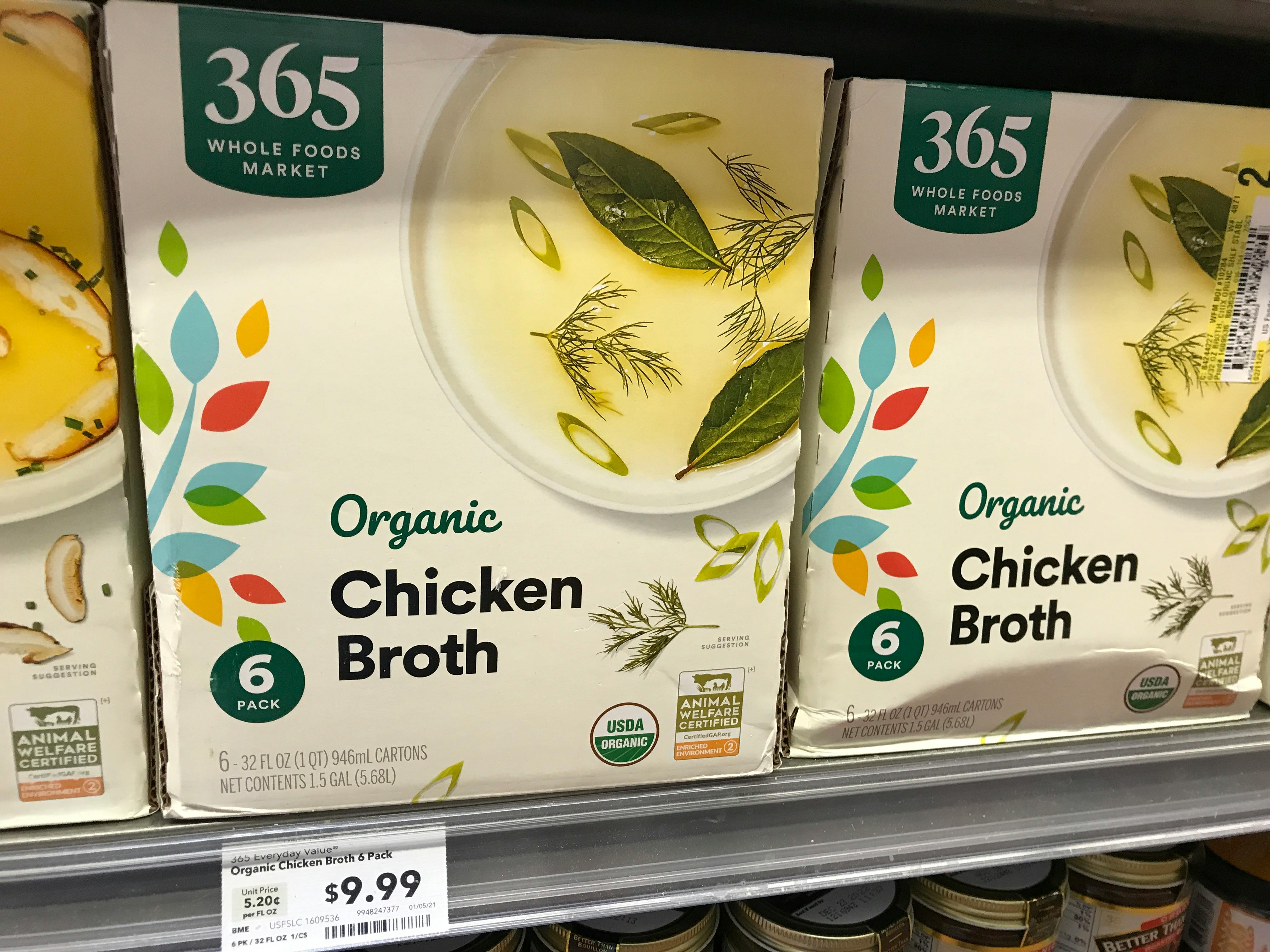 Whole Foods 365 chicken bone broth.