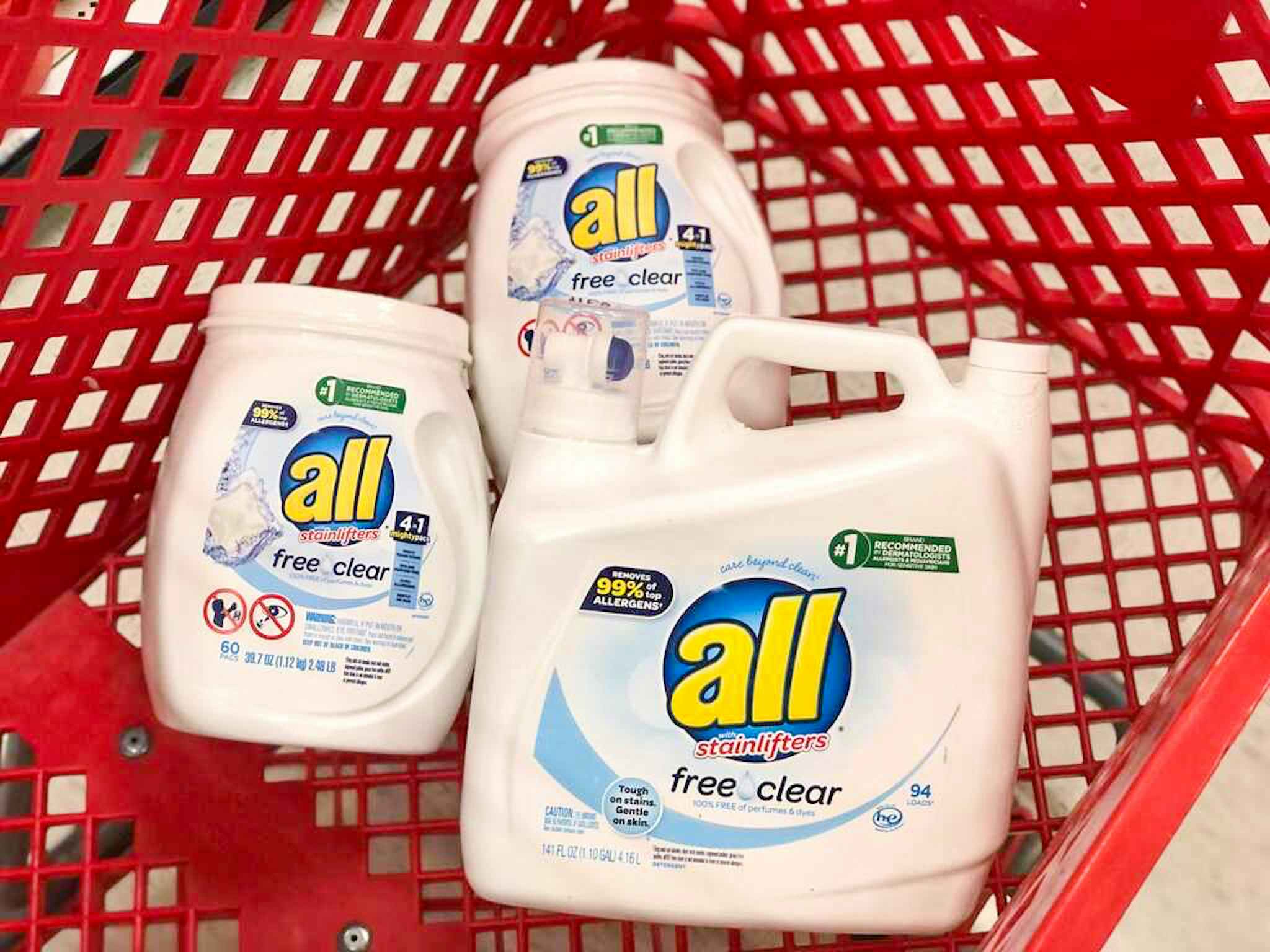 all laundry detergent in a target cart