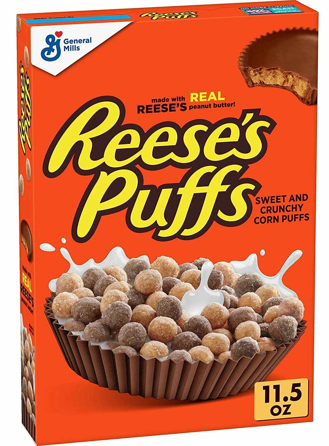 A box of Reese's Puffs cereal.